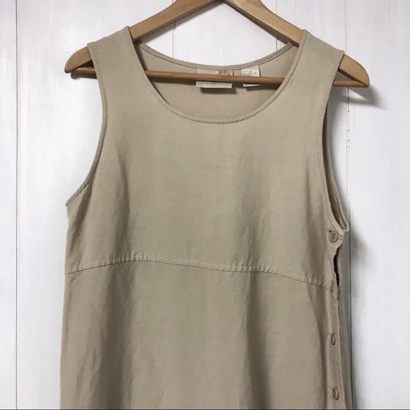 Vintage Liz Claiborne Linen Blend Tan Maxi Dress - Picture 2 of 5